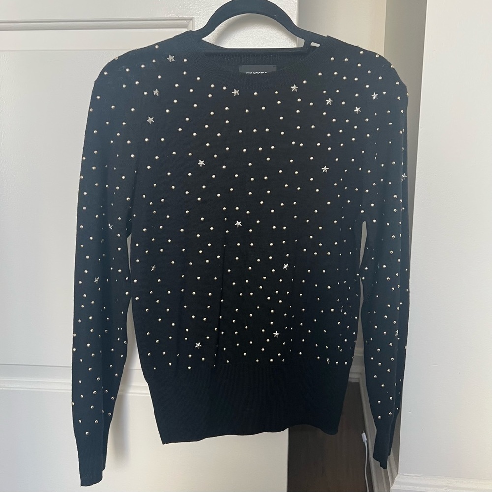 The Kooples Wool Blend Studded Rib-Knit Sweater- Size 1 / S; Like New